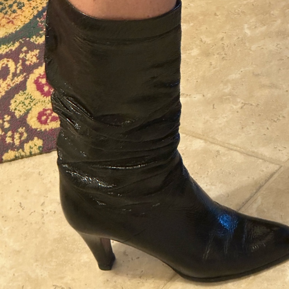 Brian Atwood crinkled pattern leather boots